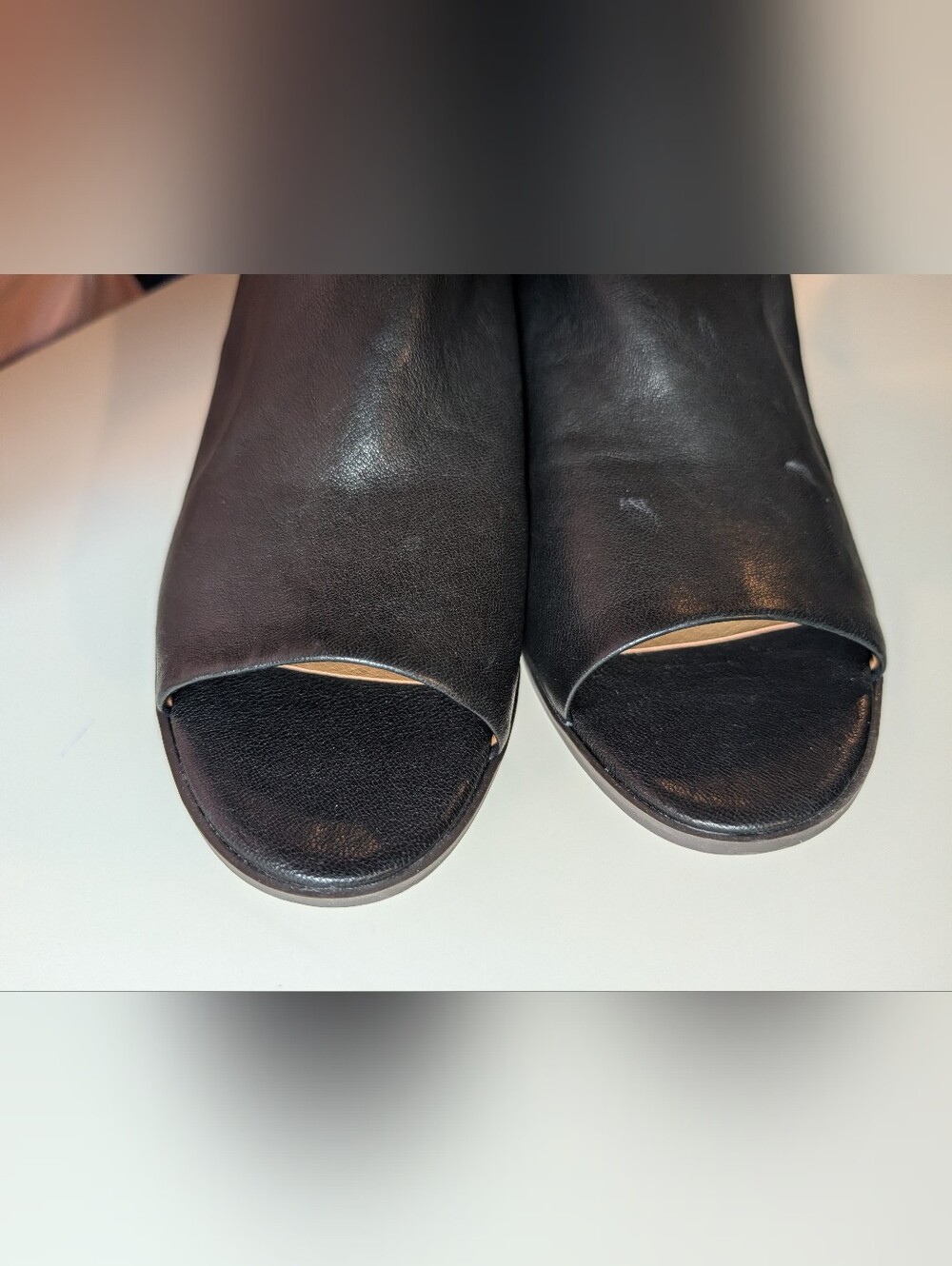Lucky Brand Woman's 10W Baaka Black Leather Peep-Toe Slingback Heels - Picture 7 of 7